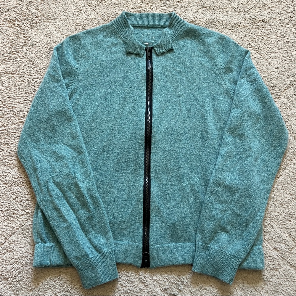 Sphere One Cashmere Full Zip Collared Sweater Preppy Minimalist Old Money Sz XS